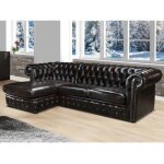 Canap dangle chesterfield brenton 100% cuir de buffle - chocolat reflets chtains - angle gauche
