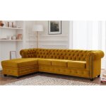 William - canap� chesterfield dangle gauche - 4 places - en velours - jaune