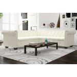 Canapé dangle chesterfield - vidaxl - 5 places - cuir artificiel blanc Canapé dangle chesterfield - vidaxl - 5 places - cuir artificiel blanc