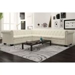 Canap dangle chesterfield - vidaxl - 6 places - blanc - simili