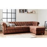 Winston - canap dangle chesterfield - 4 places - style industriel - droit - marron