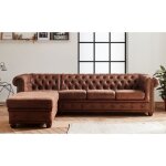 Winston - canap dangle chesterfield - 4 places - style industriel - gauche - marron