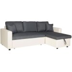 Canap� dangle convertible clark 3 places gris chin� et blanc