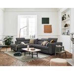 Olinda - canap dangle gauche - 5 places - convertible avec coffre et ttires rglables - en tissu - ...