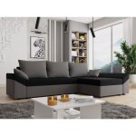 Canap dangle convertible dany en tissu gris et noir. canap rversible angle droit ou gauche au choix ...