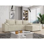 Canap dangle convertible dany en velours ctel beige. canap rversible angle droit ou gauche au choix ...