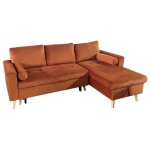 Canap� dangle convertible james 3 places en velours terracotta