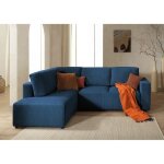 Livy - canap dangle convertible - avec coffre - en velours ctel - 5 places - gauche - bleu ardoise ...