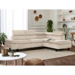 Nairobi - canap� dangle convertible - en velours - 5 places - avec t�ti�res - droit - beige