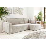Canap� dangle convertible nero en velours c�tel� avec lit et coffre de rangement (beige)