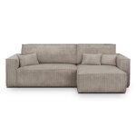 Canap� dangle convertible r�versible 4 places de rangement en velours c�tel� taupe - livia