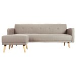 Miliboo - canap� convertible scandinave 3 places avec repose - pieds en tissu beige et bois clair ulla ...