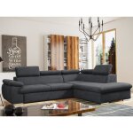 Canap dangle convertible en tissu avec coffre de rangement fabien - anthracite - angle droit