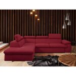 Canap� dangle gauche convertible en tissu rouge avec coffre de rangement fabien