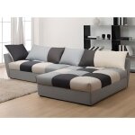 Canap dangle convertible en tissu romane - gris - angle droit - 2 places - design contemporain