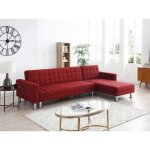 Canap dangle convertible en tissu rouge - vente - unique - willis ii - rversible - 5 places