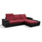 Canapé dangle convertible en tissu et simili mirabeau - bicolore rouge / noir - angle droit Canapé dangle convertible en tissu et simili mirabeau - bicolore rouge / noir - angle droit