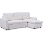 Menzzo canap� dangle convertible toledo tissu bouclette cr�me - l221 x p146 x h85cm