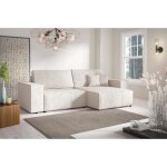 Canap� dangle convertible vella mini en velours c�tel�. coffre de rangement - 260 cm de longueur (beige) ...