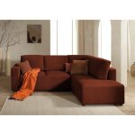 Livy - canap dangle convertible - avec coffre - en velours ctel - 5 places - droit - terracotta