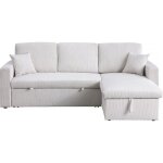 Canap� dangle convertible en velours c�tel� alain - 3 places - beige