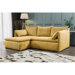 Canap� dangle gauche convertible en velours c�tel� fines c�tes jaune moutarde teodora