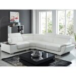 Canap dangle en cuir - nahia - blanc - 5 places - contemporain