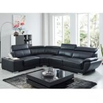 Canapé dangle en cuir nahia - noir - a gauche - 5 places - contemporain Canapé dangle en cuir nahia - noir - a gauche - 5 places - contemporain