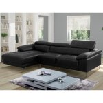 Canap dangle en cuir solange - noir - angle gauche