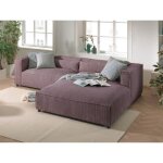 Ela - canap dangle droit 4 places - en velours ctel - style contemporain - rose