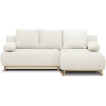 Canap� dangle droit convertible - 3 places - mika - tissu bouclettes �cru - coffre de rangement - 192 ...