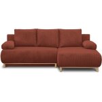 Canap� dangle droit convertible - 3 places - mika - tissu velours c�tel� rouille - coffre de rangement ...