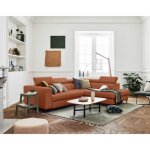 Canap dangle droit convertible 5 places avec coffre et ttires rglables en tissu terracotta - lisa ...