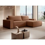 Canapé dangle droit convertible en tissu effet cuir marron amelia Canapé dangle droit convertible en tissu effet cuir marron amelia