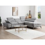 Canap� dangle droit convertible avec dossier m�ridienne en tissu textur� gris surdeli