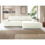 Canap� dangle droit convertible en velours c�tel� blanc amelia