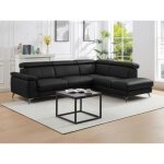 Canap dangle droit en cuir noir maramba