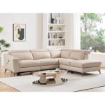 Canapé dangle droit relax électrique en cuir crème forlo Canapé dangle droit relax électrique en cuir crème forlo