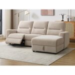 Canapé dangle droit relax électrique avec rangements en tissu beige burioca Canapé dangle droit relax électrique avec rangements en tissu beige burioca
