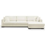 Canap� dangle � droite convertible 5 places en tissu bouclette beige - robin