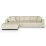 Canap� dangle gauche convertible 5 places en velours c�tel� beige avec coffre de rangement - robin