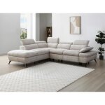 Canap� dangle gauche convertible avec dossier m�ridienne en tissu textur� beige surdeli