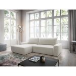 Canap dangle gauche convertible en tissu textur crme daviso