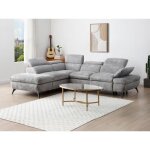Canap� dangle gauche convertible avec dossier m�ridienne en tissu textur� gris surdeli