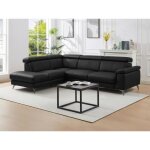 Canap� dangle gauche en cuir noir maramba