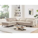 Canapé dangle gauche relax électrique en cuir crème forlo Canapé dangle gauche relax électrique en cuir crème forlo