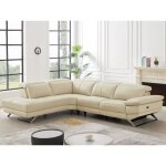 Canap� dangle gauche relax �lectrique en cuir de vachette beige puno ii