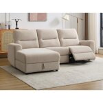 Canapé dangle gauche relax électrique avec rangements en tissu beige burioca Canapé dangle gauche relax électrique avec rangements en tissu beige burioca