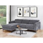 Canapé dangle gauche relax électrique en tissu gris anthracite fuseta Canapé dangle gauche relax électrique en tissu gris anthracite fuseta