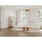 Grand canap� dangle gauche en tissu bouclette blanc pogni de maison c�phy